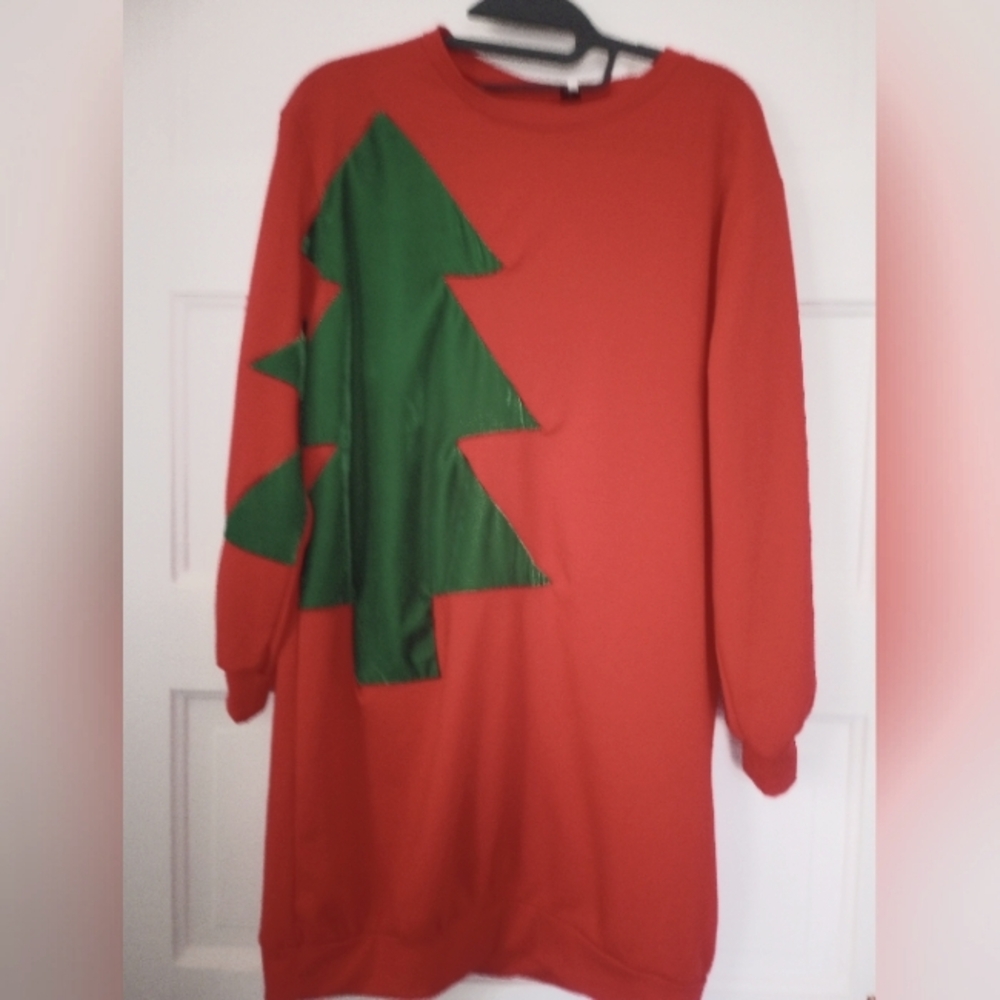 Christmas tree red long shirt or dress
